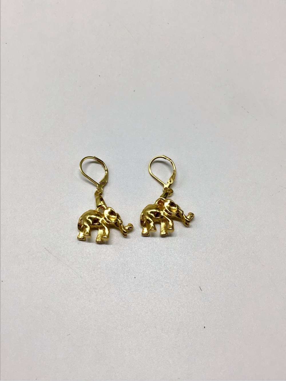 Delta Inspired Gold Elephant Dangle Earrings